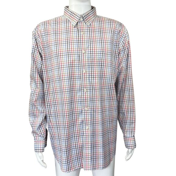 Roundtree & Yorke Gold Label Mens XXL Non-Iron Plaid Button-Down Shirt Cotton - Picture 1 of 5